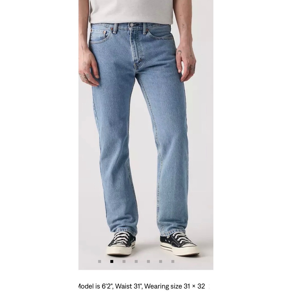 Levis 505 Regular Fit Straight Leg Jeans Light Wash Blue Denim Mens 32x32